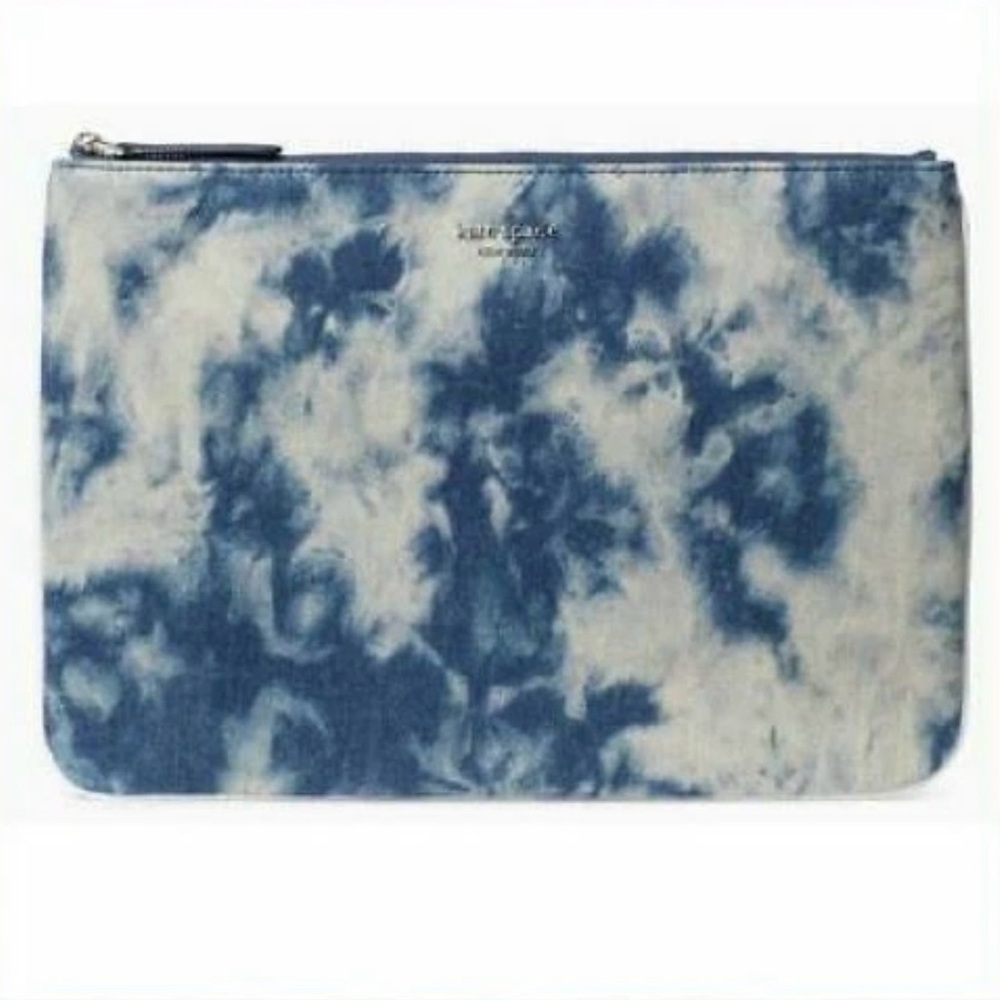 Kate Spade Blue and White Tie-Dye Clutch